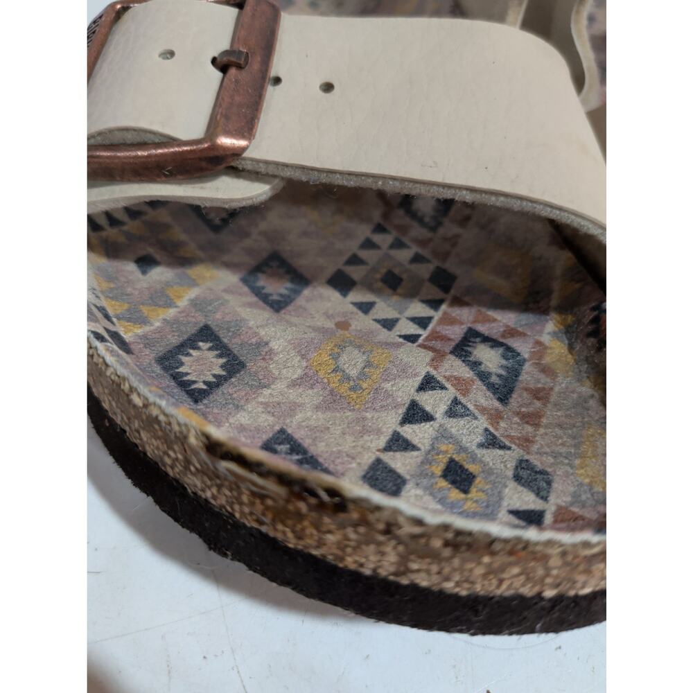 Birkenstock Arizona Ecru Birko Flor Aztec Sole Sandals Slide Size 38 US 7 Narrow - Picture 7 of 11